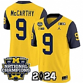 Men's Michigan Wolverines #9 J.J. McCarthy Yellow Navy 2024 F.U.S.E. With 2023 National Champions Patch Stitched Jersey,baseball caps,new era cap wholesale,wholesale hats